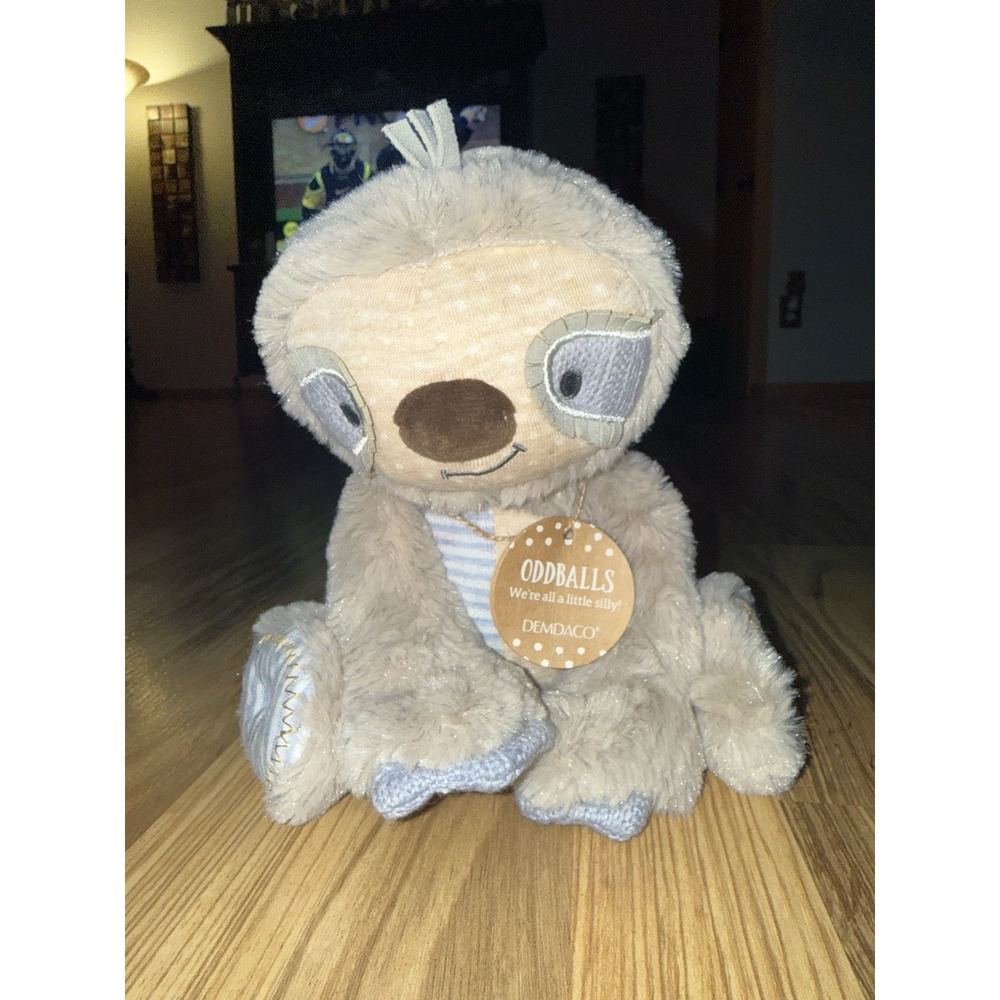 NEW Demdaco Oddball Sloth Plush Stuffed Animal Brown Blue Tan Stripes